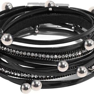 Boho Leather Wrap Bracelets for Women Multi-Layer Jewelry with Clasp
